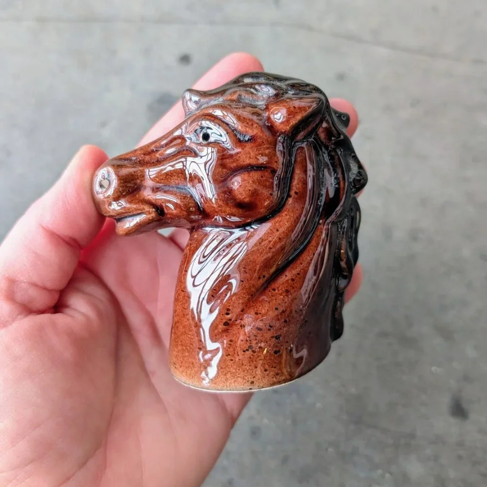 Vintage Made in Japan Brown Ceramic Horse Salt and Pepper Shakers